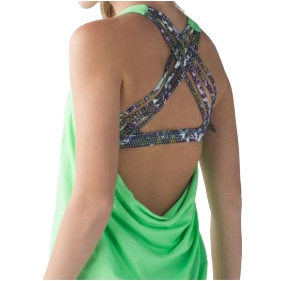 Lululemon Lime Green Wild Tank Green Strappy Open Back Active Tank Top Size 4 - Picture 2 of 7